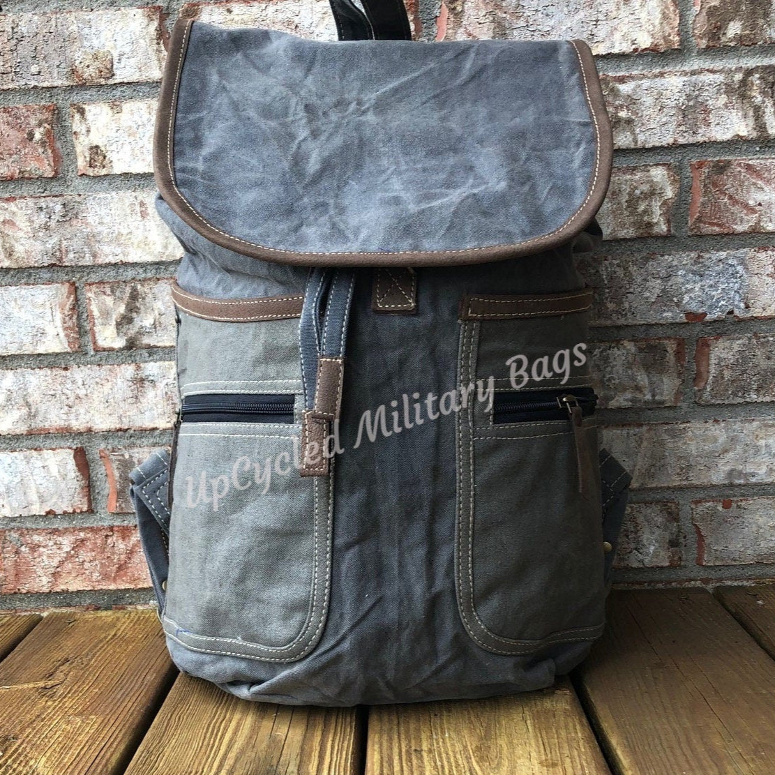 Unisex Gray Large Sustainable Canvas Backpack