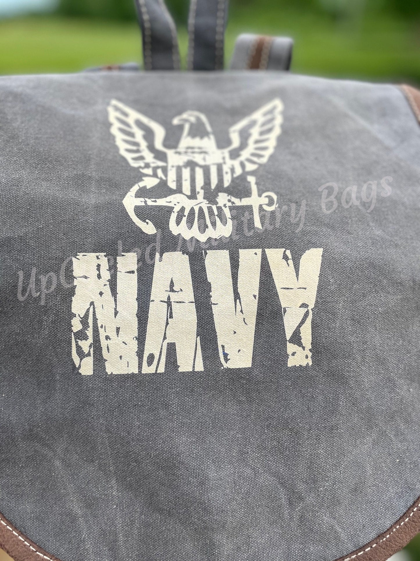 US Navy Large Gray Sustainable Canvas Backpack ~ Perfect Gift for the Navy Proud!
