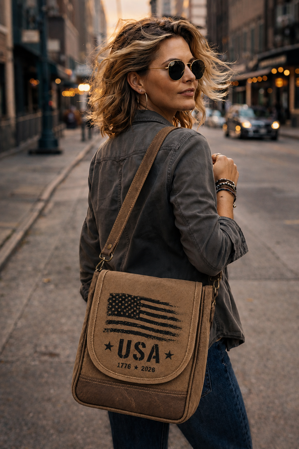250th Anniversary Messenger Canvas Crossbody Purse for Women July 4th Celebration Bag