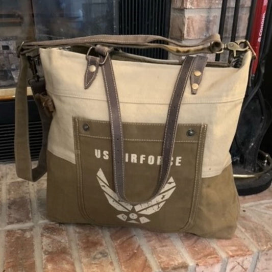 SPECIAL ORDER FOR ANY MILITARY BRANCH ~ Two Tone Sustainable Canvas Tote Bag or Purse