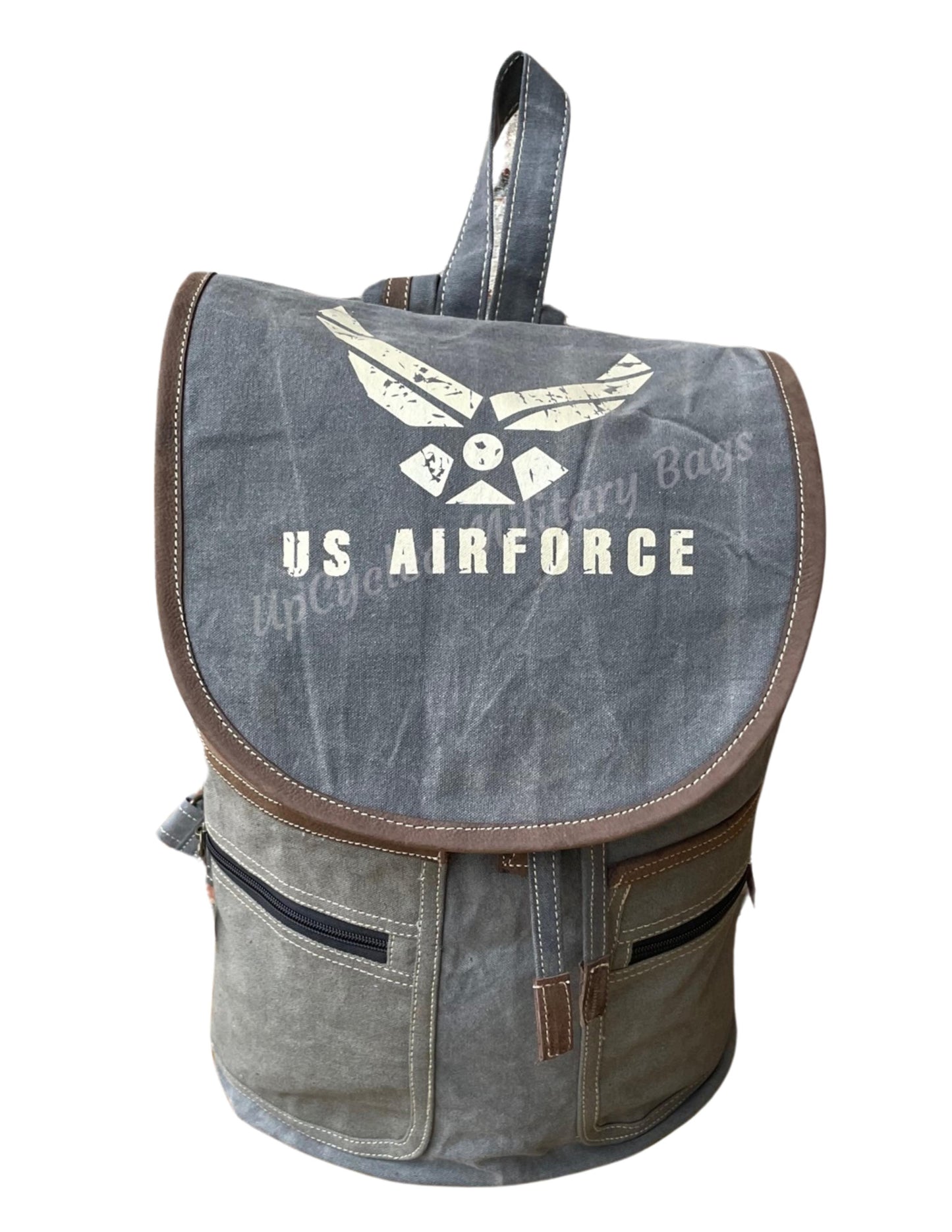 Unisex Gray Sustainable Canvas Backpack — Choose Your Branch and Print