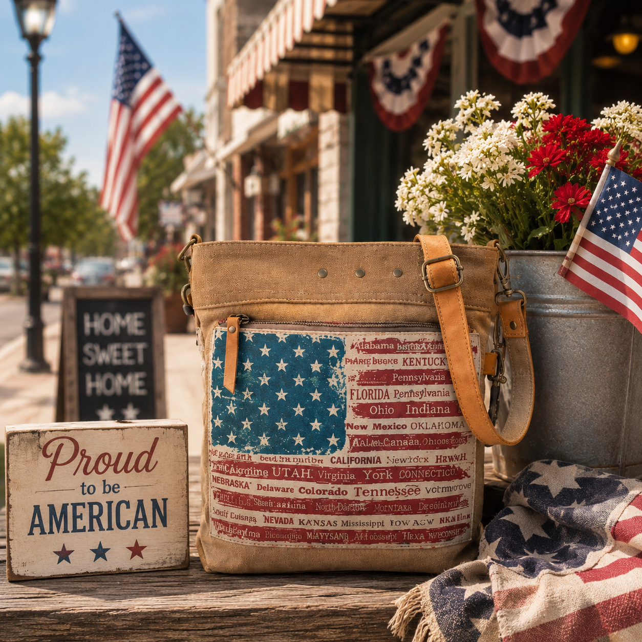 Patriotic American Flag State Crossbody  Patriotic Bag of the Summer ~ 250th Anniversary