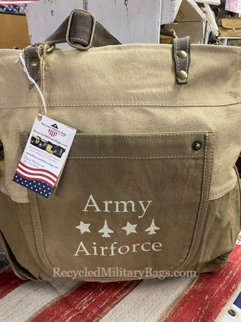 SPECIAL ORDER with ANY TWO MILITARY BRANCHES ~ Two Tone Sustainable Canvas Tote