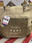 Army Mom Two Tone Sustainable Canvas Tote or Shoulder Bag Purse