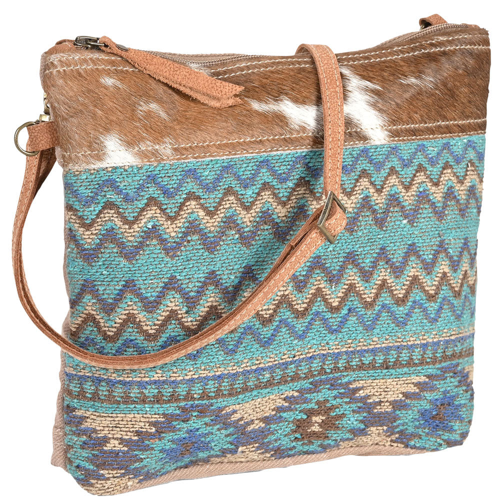 Canvas Crossbody Purse for Women – Blue Turquoise Aztec Military Bag – Unique Western Gift Idea