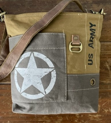 US Army Repurposed Sustainable Military Canvas Crossbody Bag ~ Ready to Report for Duty
