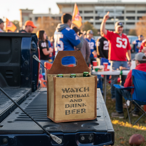 Watch Football and Drink Beer Sustainable Canvas Beer Tote