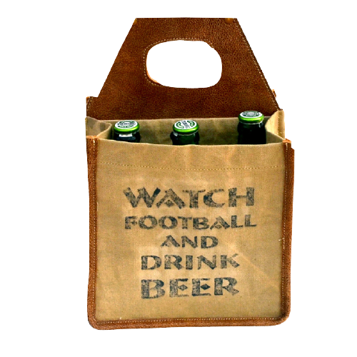 Watch Football and Drink Beer Sustainable Canvas Beer Tote