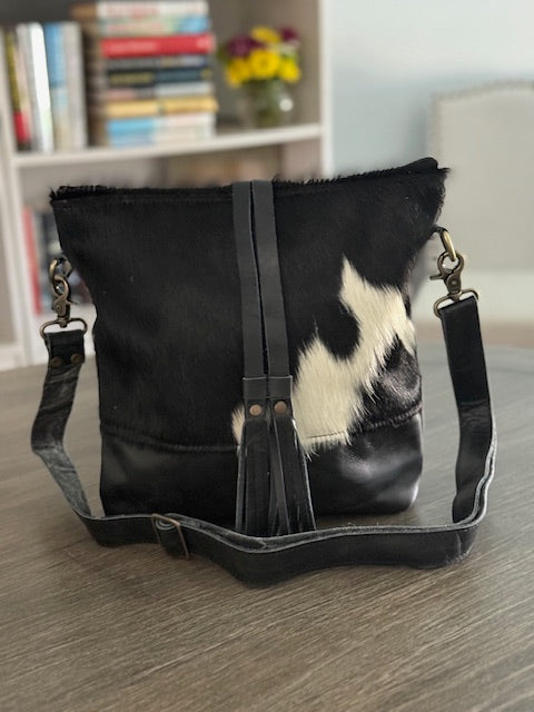 Black and White Cowhide with Tassels ~ Minimalist Style