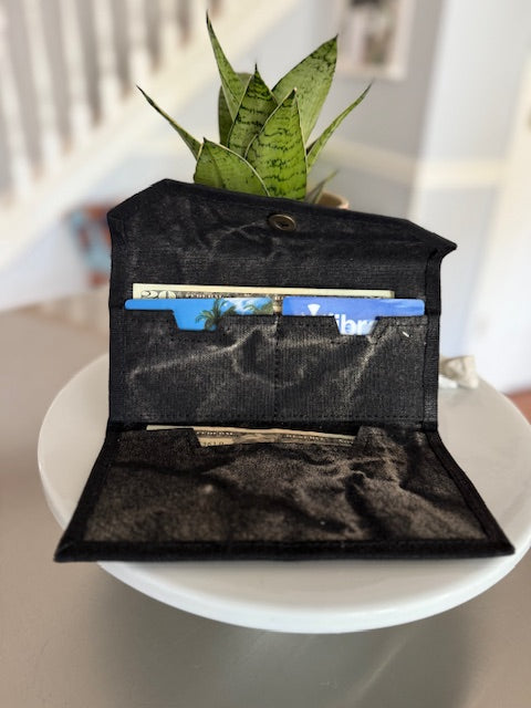 Yellow, Brown or Black Repurposed Military Minimalist Wallet