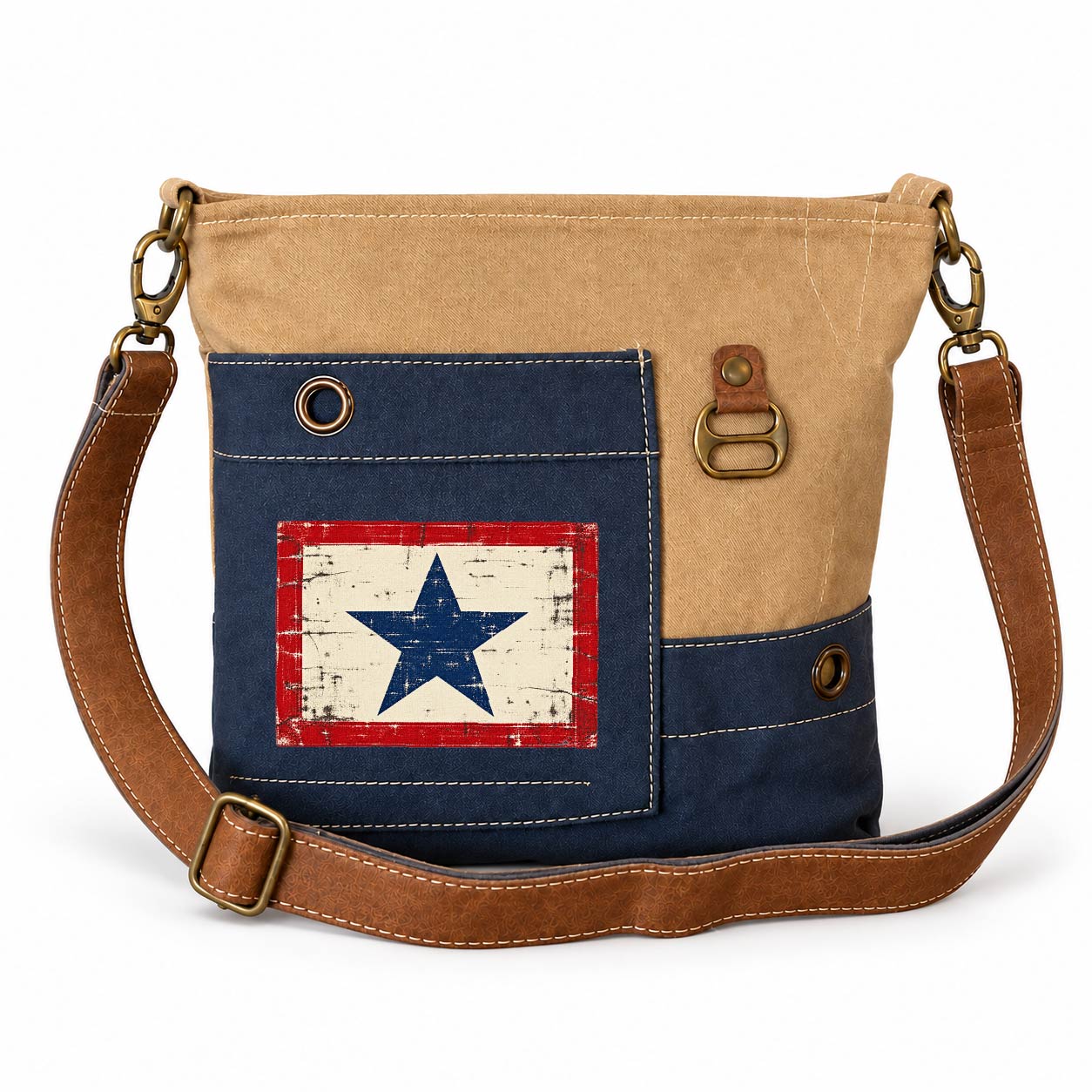 recycled military bags Blue Star Crossbody for active duty military families.