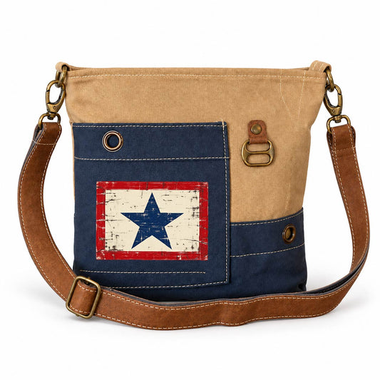recycled military bags Blue Star Crossbody for active duty military families.