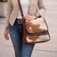 Canvas Crossbody Purse – Brown Cowhide Satchel Messenger Bag for Women – Unique Western Gift Idea