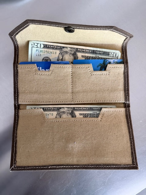 Yellow, Brown or Black Repurposed Military Minimalist Wallet