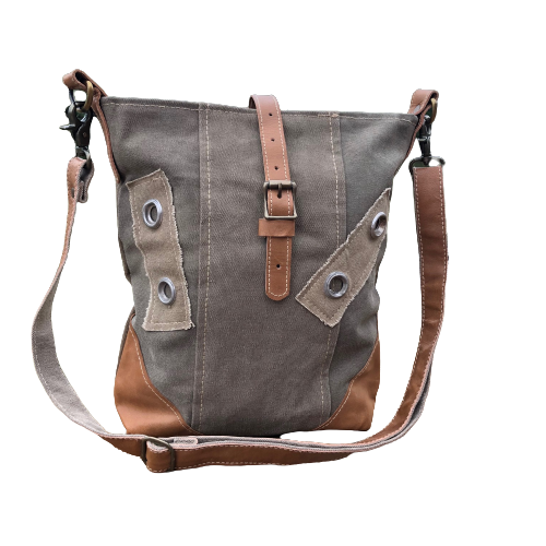 Sustainable Canvas Crossbody Bag ~ Military Vibe with a Boho Style!