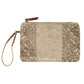 Cream and Cinnamon Floral Sustainable Canvas Wristlet Purse or Makeup Bag!