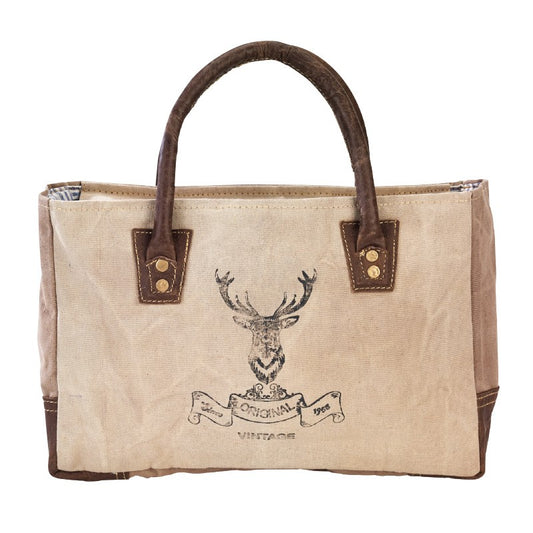 Vintage Buck Deer Canvas Shoulder Bag Purse or Small Tote