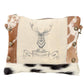 Canvas Crossbody Purse for Women – Small Deer Cowhide Trim Military Bag – Unique Rustic Gift Idea