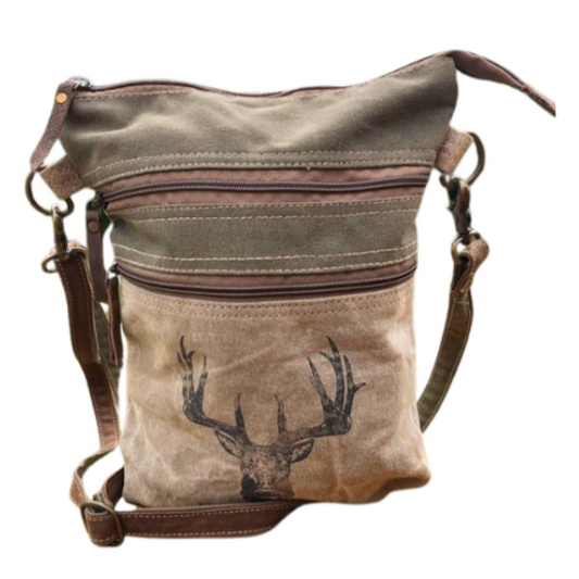 Deer Buck Sustainable Canvas Crossbody Purse Buck Deer Stag Bag