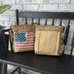 Conceal Carry CCW Bag with dual entry back padded compartment with both front back view. Large Front zip pocket with a distressed American Flag including all the US State names in the stars and stripes.