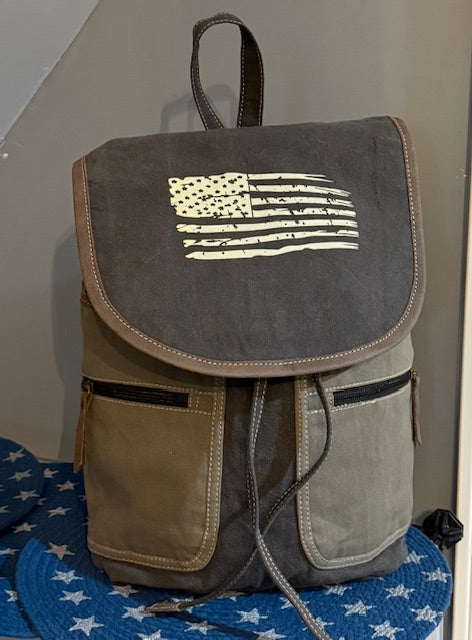 Unisex Gray Sustainable Canvas Backpack — Choose Your Branch and Print