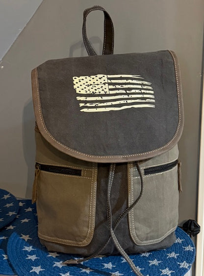 Recycled Military Canvas Bag – Custom Branch Gray Canvas Backpack for Women & Men – Veteran Gift Idea