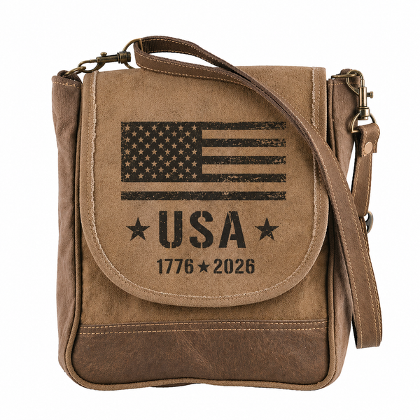 250th Anniversary USA Repurposed Military Canvas Crossbody Bag