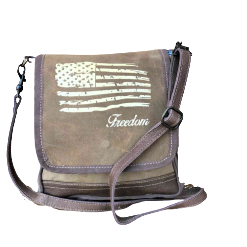 Freedom Flag Sustainable Canvas Minimalist Crossbody Purse Messenger Bag