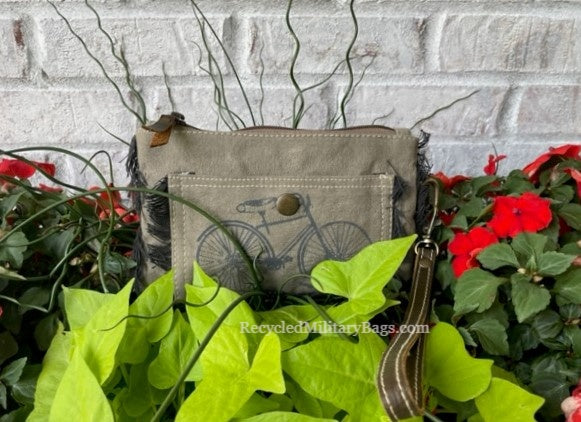 Fringe Bicycle Wristlet Purse made of Sustainable Canvas