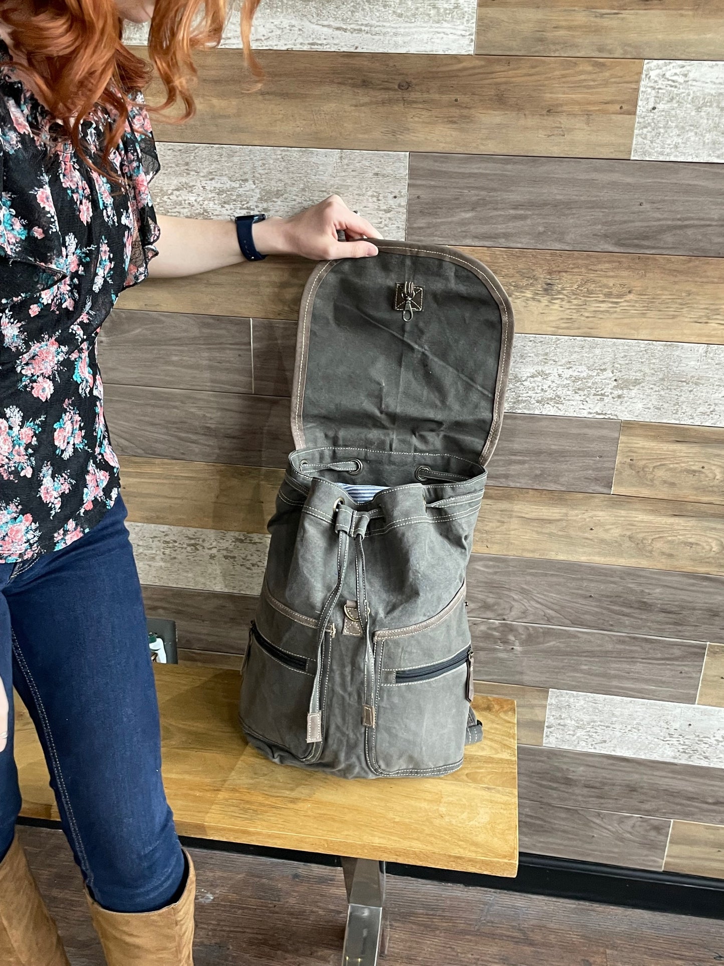 US Army Sustainable Canvas Unisex Gray Backpack ~ Also Available in Air Force and USMC