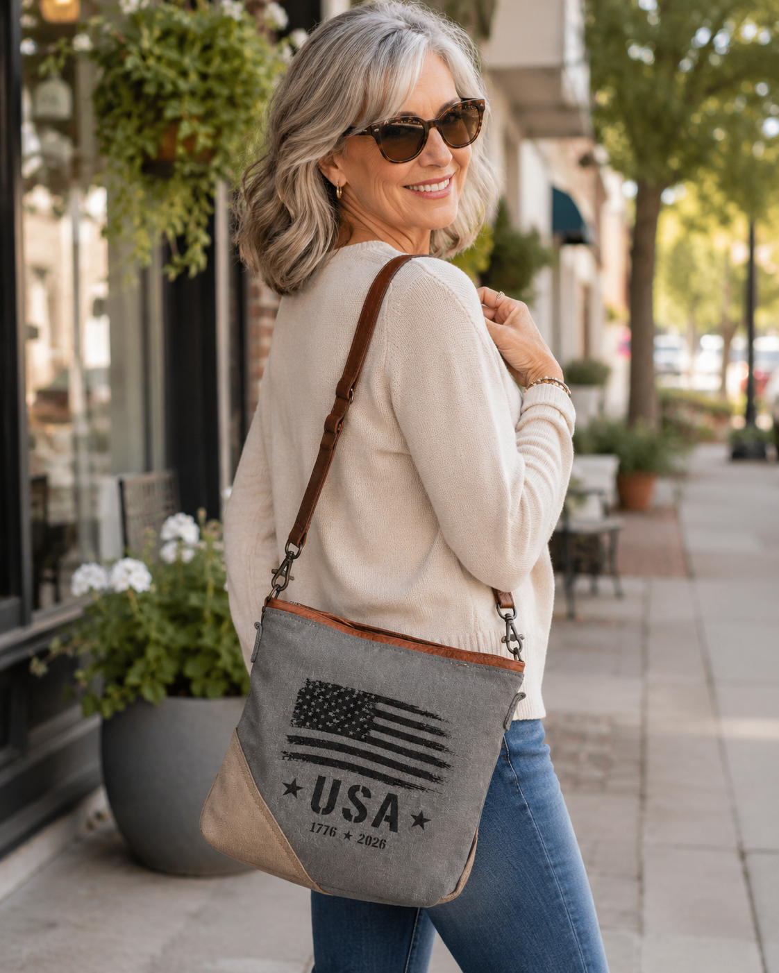 250th Anniversary Crossbody Bag – America 250 – Recycled Military Patriotic Canvas Bags