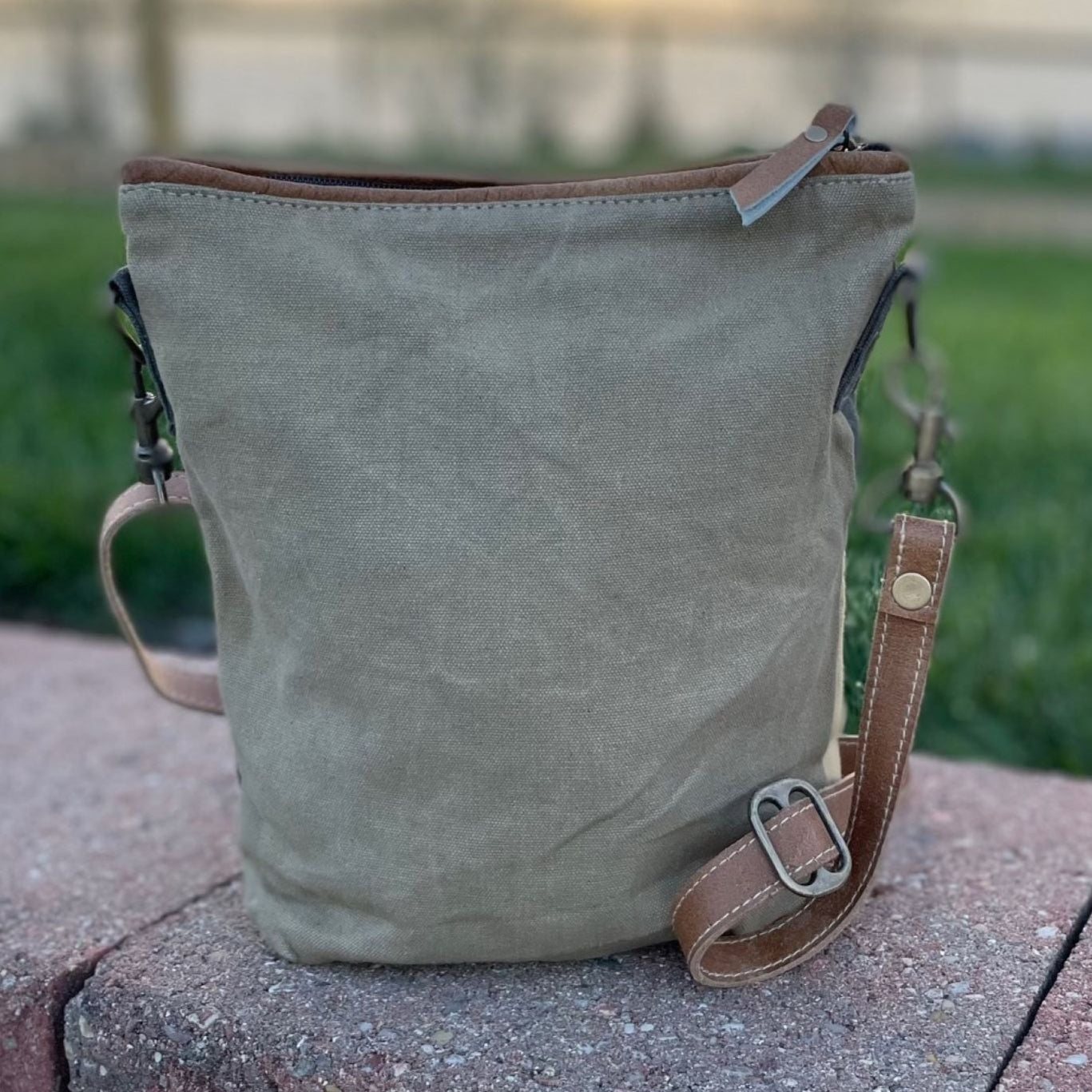Angel Wing Crossbody Bag | Repurposed Military Canvas ~ Gift for Her