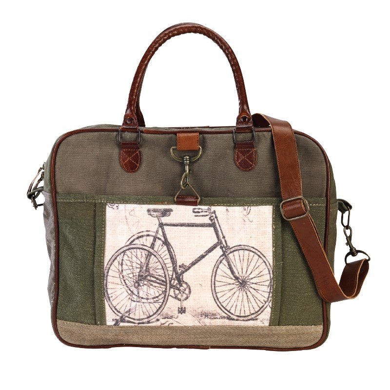 Repurposed Military Canvas Green Bicycle Messenger - Every Day Carry Bag