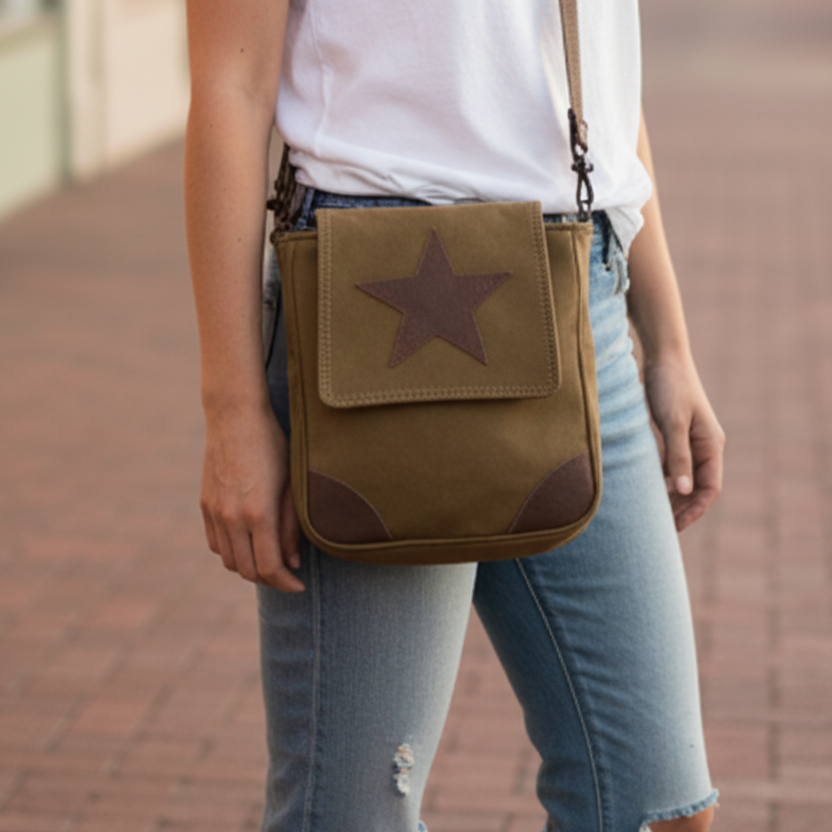 Military Green  Canvas Crossbody Bag – Small Purse for Women – Gift for Army Mom or Wife