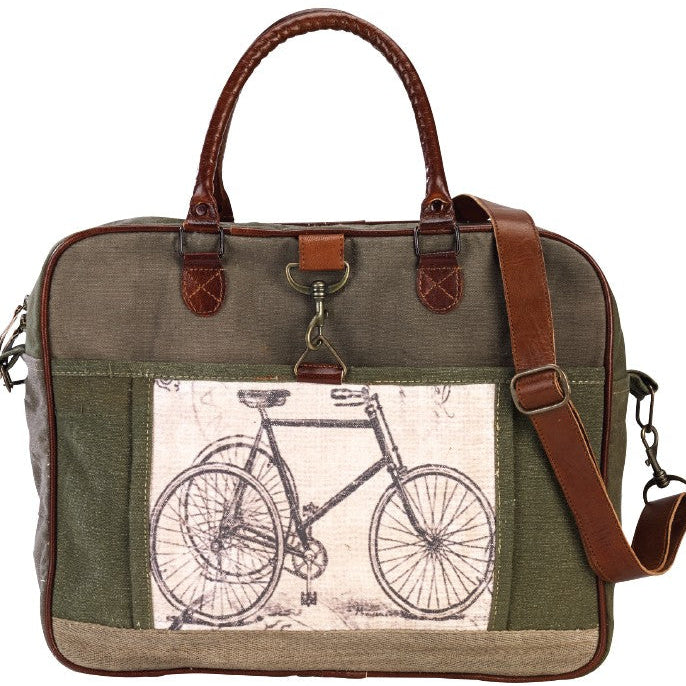 Repurposed Military Canvas Green Bicycle Messenger - Every Day Carry Bag