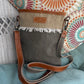 Custom Print Green with Tan Small Crossbody with Fringe