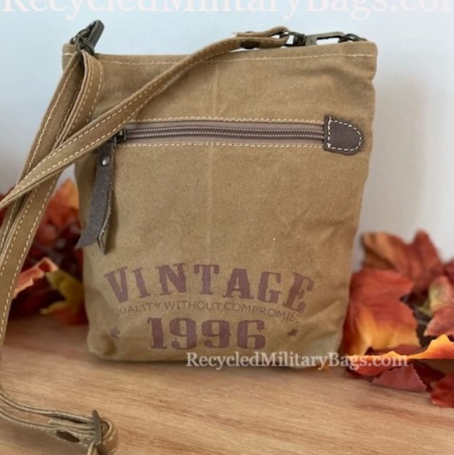 Vintage Hippie Van Small Canvas Bag Crossbody Purse ~ Peace with a Little Sunshine and Flower Power!