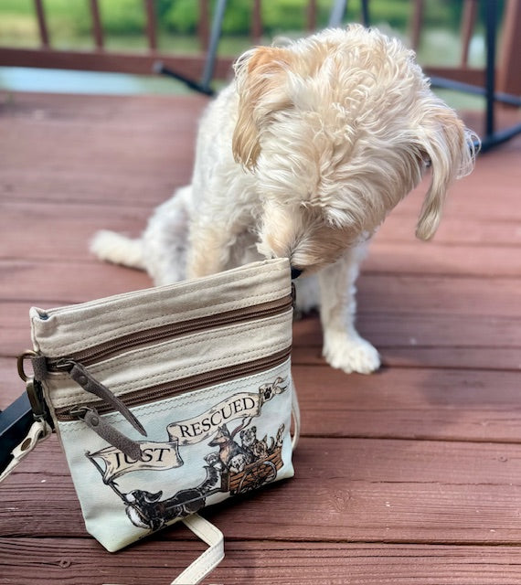 Just Rescued Dog Crossbody with Sophie for Pup approved inspection