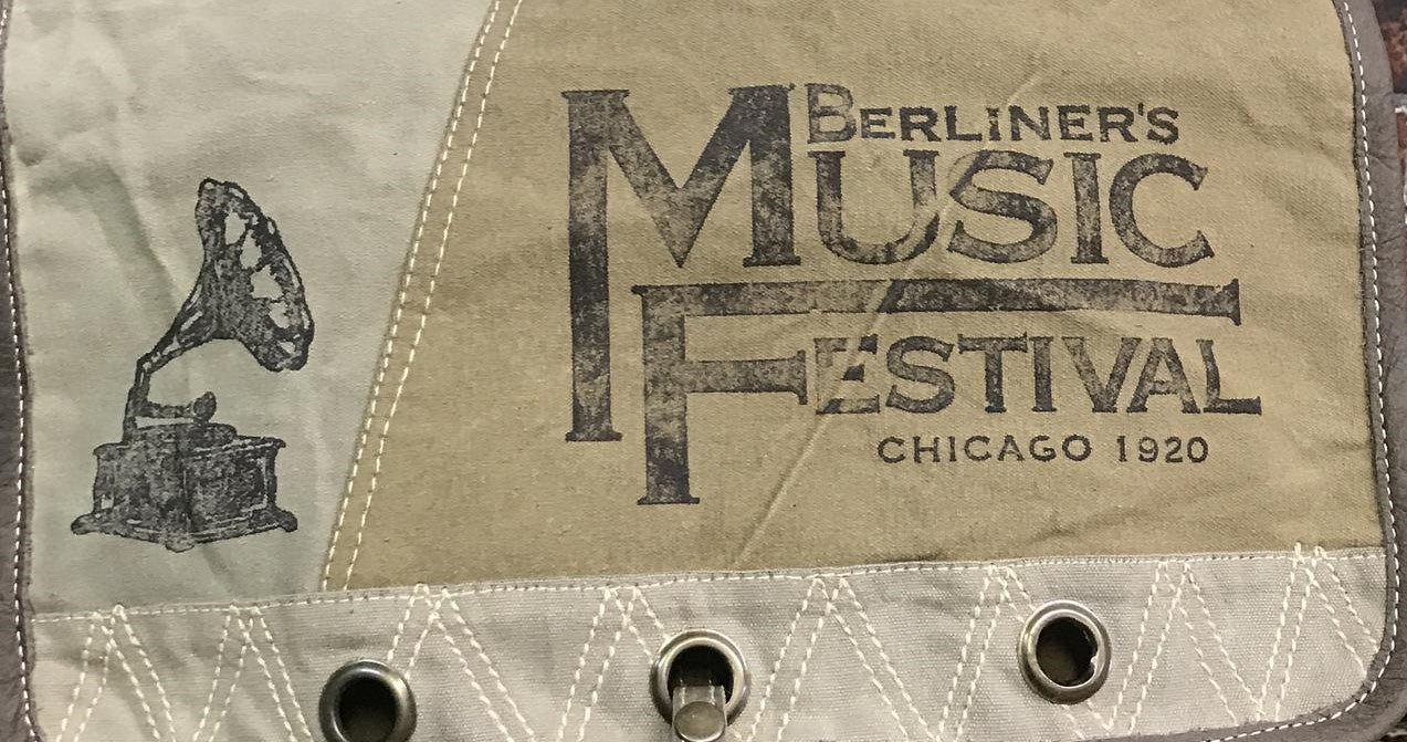 Computer Messenger Crossbody Bag with Vintage Music Festival Print