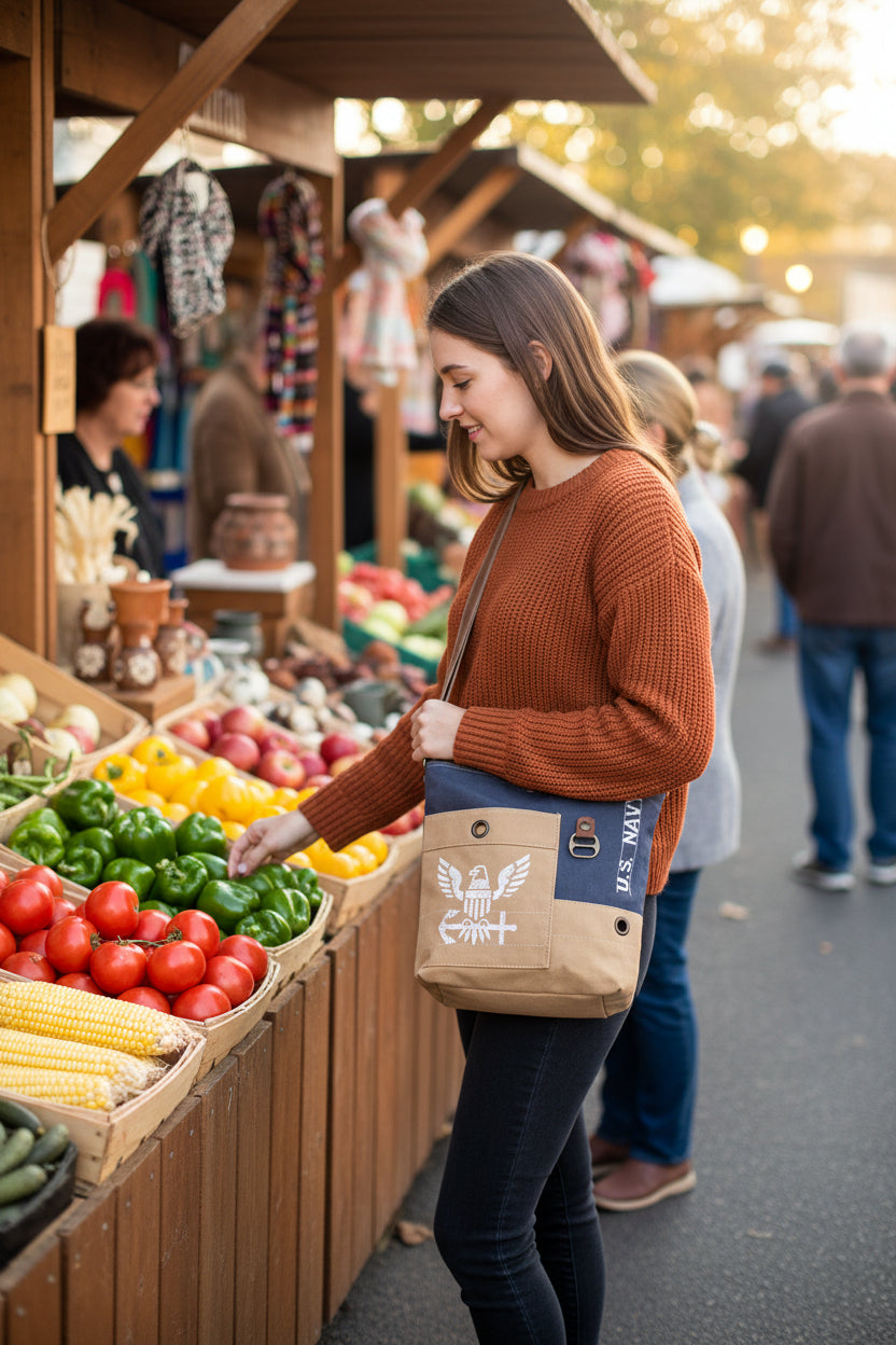US Navy Sustainable Canvas Crossbody ~ Navy Proud