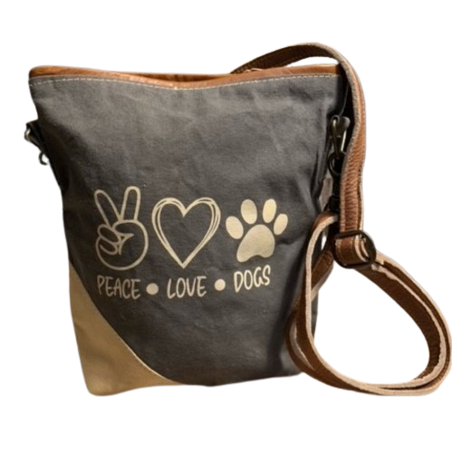 NEW! Peace Love Dogs Sustainable Canvas Purse Crossbody Bag