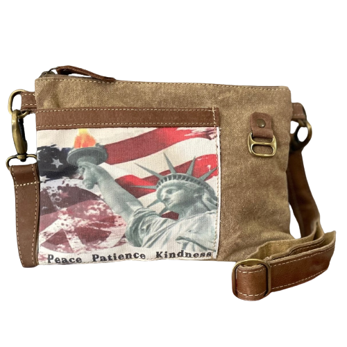 Peace and Lady Liberty Canvas Crossbody Bag ~ Peace Patience and Kindness at it's Best!