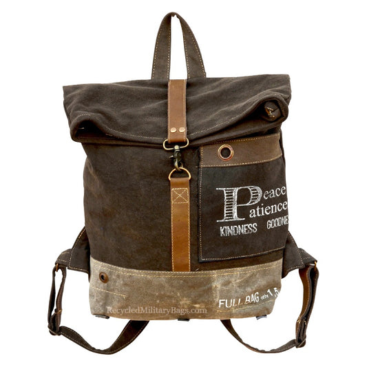 Peace & Patience Large Canvas BackPack ~ Peace Patience Kindness Goodness! The Name Says It All!