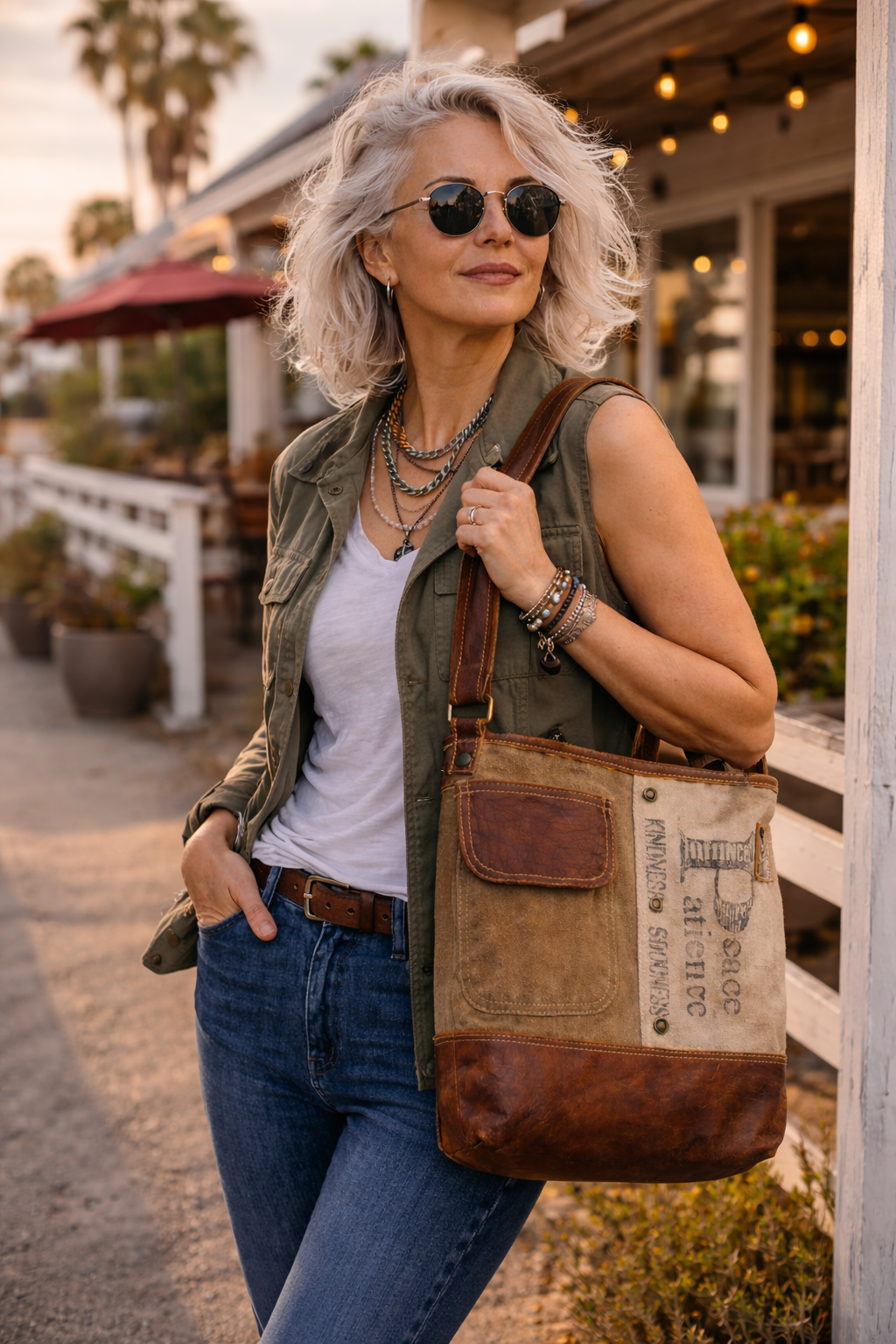 Canvas Crossbody Purse for Women – Original Peace & Patience Boho Bag – Inspirational Gift Idea