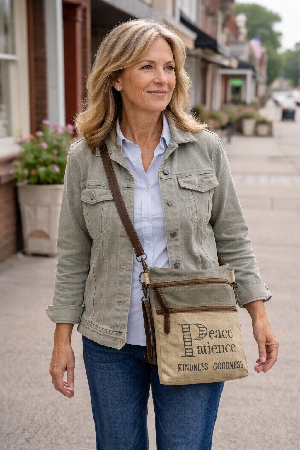 Bundle & Save Peace and Patience Canvas Crossbody and Wallet – Upcycled Military Canvas