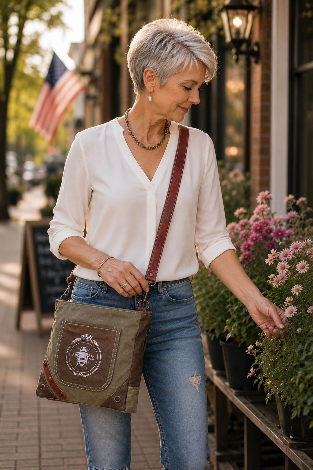 Canvas Crossbody Bag – Upcycled Military Canvas – Queen Bee Style
