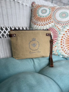 Queen Bee Canvas Pouch Carry All Wristlet