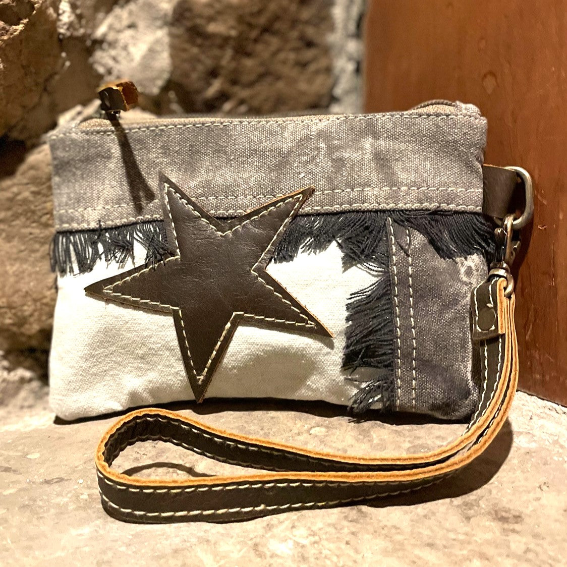 Vintage Star Wristlet, Pouch or Make Up Bag
