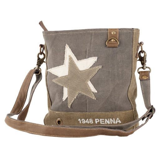 Vintage Double Star Sustainable Canvas Bag Crossbody Purse