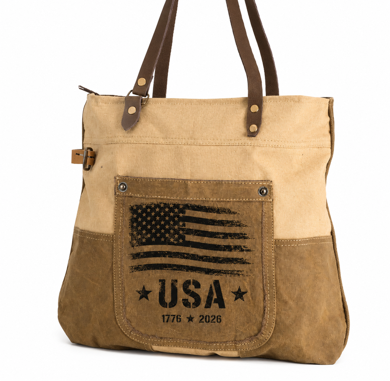 Patriotic Canvas Handbag – 250th Anniversary Two Tone Tote for Women – USA 1776-2026 Gift Idea